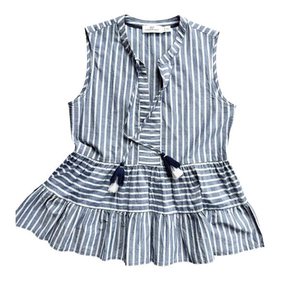 Vineyard Vines Sleeveless Striped Peplum Blouse Size XXS - Picture 1 of 8